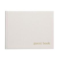 Livro de visitas Pearhead Baby Shower Ivory Linen com estampa dourada Livro de visitas Pearhead Baby Shower Ivory Linen com estampa dourada