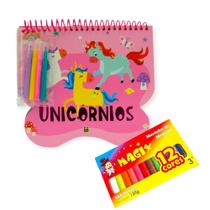 Livro Desenhos Unicórnios Com Canetinha+Adesivos+Massinha