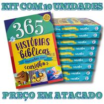 Livro Devocional 365 Historias Bíblicas Ilustradas Coloridas Brochura letra Grande ATACADO 10 UNIDADES