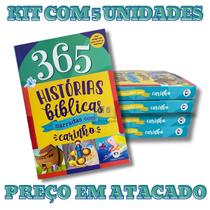 Livro Devocional 365 Historias Bíblicas Ilustradas Coloridas Brochura letra Grande ATACADO 5 UNIDADES