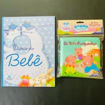 Livro Diário Do Bebê Azul Com Livrinho De Água