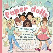 Livro Dress up Paper Dolls com versão para colorir para meni