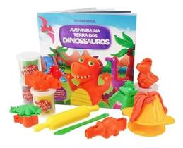 Livro E Massa Aventura Na Terra Dos Dinossauros Com Vulcão Livro Educativo Divertido Infantil Menino Menina Com Massinha