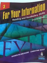 Livro: For Your Information 3 - Reading and Vocabulary Skills 2nd Edition (Novo, Lacrado)