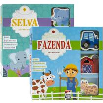Livro Infantil Animais da Fazenda e Selva Kit Brincar é Divertido Com Livro Atividades Quebra-Cabeça Personagens em EVA Livro Infantil Animais da Fazenda e Selva Kit Brincar é Divertido Com Livro Atividades Quebra-Cabeça Personagens em EVA