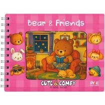 Livro Infantil Colorir Bear E Friends Cute & Comfy Capa Dura em Espiral Com Folha de Acetato Livro Infantil Colorir Bear E Friends Cute & Comfy Capa Dura em Espiral Com Folha de Acetato