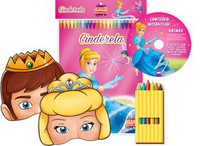 Livro Infantil Colorir Super Kit Cinderela Com Giz + Masculino