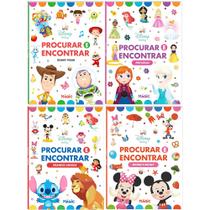 Livro Infantil Com Atividades Disney Baby Stitch Frozen Minnie e Mickey Toy Store Coleção Procurar e Encontar em 4 Vols
