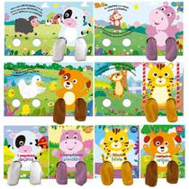 Livro Infantil Com Dedoche Sobre Animais Coleção Patinhas de Pelúcia 4 Vols Cartonados Para Crianças 0a3 Anos