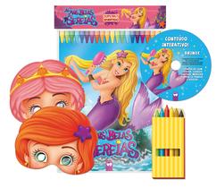 Livro Infantil de Colorir Super KIT Sereias com GIZ Livro Infantil de Colorir Super KIT Sereias com GIZ