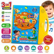 Livro Infantil Educativo Sonoro 3 em 1 Português Inglês Espanhol Com Áudio Aprender Brincando +1000