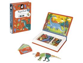 Livro Infantil Magnético Misture e Combine Dinossauros Janod 10 Cartões 40 Peças Magnéticas