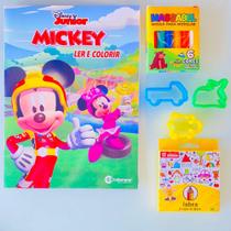 Livro Infantil Mickey Disney Junior Colorir + Lápis de cor e Massinha