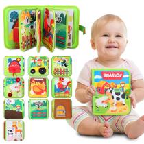 Livro Infantil para Bebê de Tecido Animais Montessori Sensorial Coordenação Atividades Brinquedo Educativo
