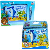 Livro Infantil Para Pinta Com Água Aqua Book Marinho - 7604 Braskit