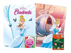 Livro kit diversão disney colorir com lápis de cor cinderela - RIDEEL Livro kit diversão disney colorir com lápis de cor cinderela - RIDEEL