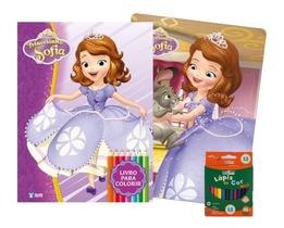 Livro kit diversão disney com lápis de cor princesinha sofia Livro kit diversão disney com lápis de cor princesinha sofia