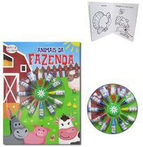 Livro Ler e Colorir Animais da Fazenda com 12 Gizes de Cera - MAGIC KIDS