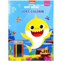 Livro ler e colorir gigante baby shark 6 lapis cor 16 paginas 36x26,5cm - CULTURAMA
