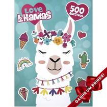 Livro Love Lhamas 500 Adesivos Pé da Letra Crianças Filhos Infantil Desenho História Brincar Pintar Colorir Passatempos