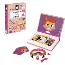 Livro Magnético Crazy Faces Meninas - 65 Peças, Janod