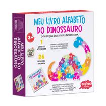 Livro - Meu livro alfabeto do dinossauro com peças de madeira