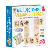 Livro - Meu livro dominó animais do Brasil com peças de madeira