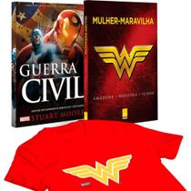 Livro Mulher-Maravilha + Guerra Civil +Camiseta Stuart Moore BLI-0577 - Casa da palavra