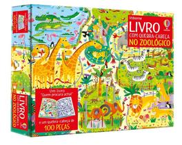 Livro - No zoológico: Livro com quebra-cabeça