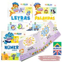 Livro Para Bebês Primeiras Palavras Bilingue Cartonado +2Anos 4 Volumes Cartonados