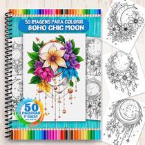 Livro para Colorir Boho Chic Moon 2ª Edição - 50 Desenhos Místicos COL036-02 Livro para Colorir Boho Chic Moon 2ª Edição - 50 Desenhos Místicos COL036-02