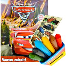 Livro Para Colorir Carros Com Giz De Cera Mais Adesivo