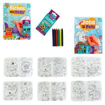 Livro para Colorir Infantil com Caixa 6 Giz de Cera Atóixico