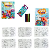 Livro Para Colorir Infantil Com Caixa 6 Giz De Cera Atóixico