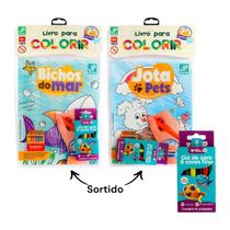 Livro para Colorir Infantil com Caixa de Giz de Cera 6 Unidades - Sortido