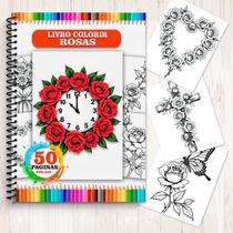 Livro para Colorir kit com 50 Imagens de Rosas- Seu Momento de Paz e Criatividade COL029