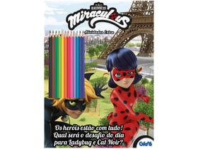 Livro para Colorir Miraculous Ladybug Atividades extra com 12 Lápis de Cor