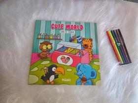 Livro Para Colorir tamanho grande Cute World com canetinhas Livro Para Colorir tamanho grande Cute World com canetinhas