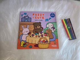 Livro Para Colorir tamanho grande Fuzzy & Cute com canetinhas