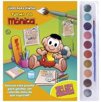 Livro para Colorir Turma Da Mônica Cascão com Aquarela e Pincel