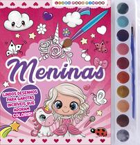Livro para Pintar Meninas Aquarela com 10 Cores e 1 Pincel