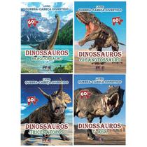 Livro Quebra-cabeça Para Crianças Animais Dinossauros Coleção Em 4 Volumes Cartonados T-rex Braquios