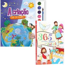 Livros Aquarela A Criação + 365 Desenhos da Bíblia Para Colorir