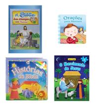 Livros Bíblicos infantis Menino e Menina kit 4 unidades