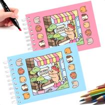 Livros Bob Goods para Colorir Capa Dura 48 Folhas Rosa e Azul