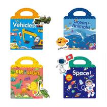 Livros de adesivos reutilizáveis NIDEZON para crianças, veículos, dinossauros