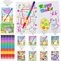 Livros de colorir ZMLM 24 para crianças com 24 lápis empilháveis de Páscoa