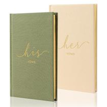 Livros de votos de casamento Urnseh His and Hers Linen com folha de ouro