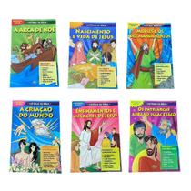 Livros Histórias Da Bíblia Passatempos Infantis - Kit 6Un