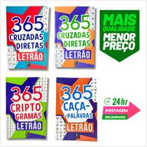 Livros KIT 4 365: LETRÃO. Criptogramas Caças Palavras Cruzadas Diretas AZ Cruzadas Diretas VD.